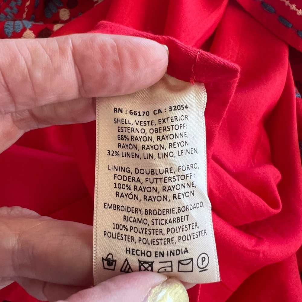 Anthropologie Akemi + Kin Embroidered Red Dress - Picture 5 of 13
